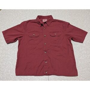 Wrangler M Red Button Front Pocket Short Sleeve Cotton Shirt Western Work Retro